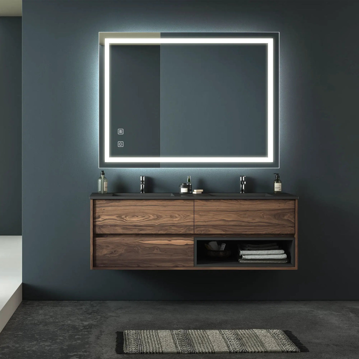 Bathroom Vanity Rectangle Mirror With Front Lighting, Anti Fog, Dimmable, Smart Memory Function by HouseOfZazla