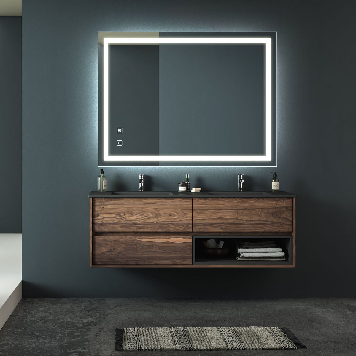Bathroom Vanity Mirror with Front Lighting and Anti-Fog - Pearl Silver, photo 10 of 13