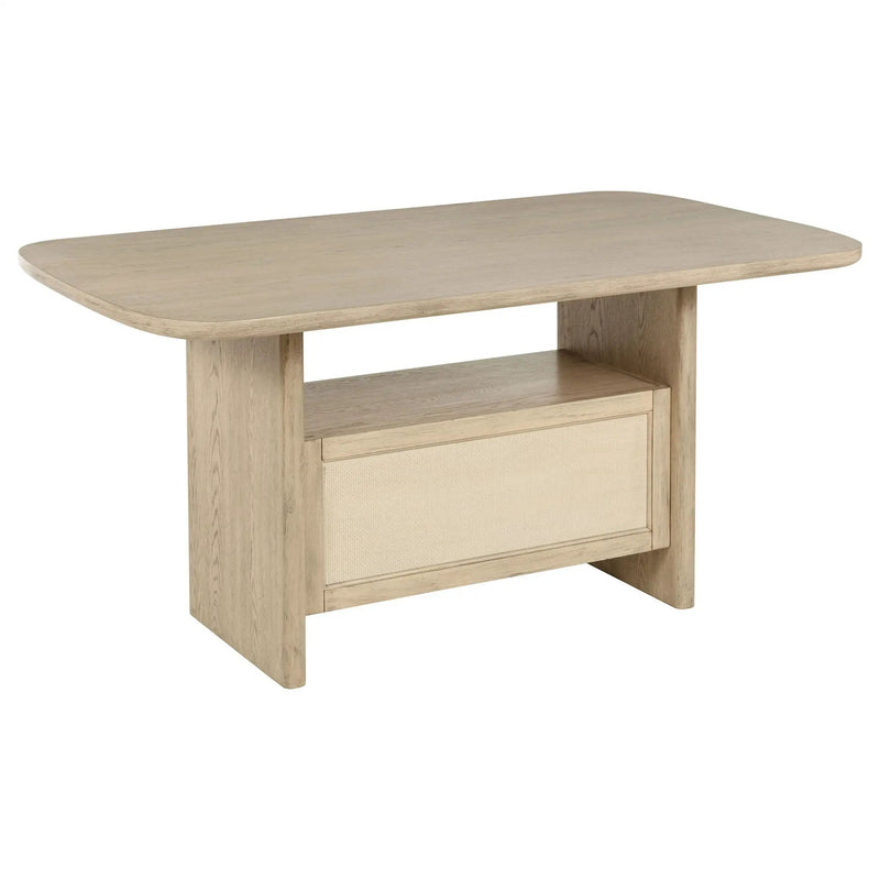 Kailani Cane Counter Height Storage Dining Table Beige Oak by Unique Piece Furniture