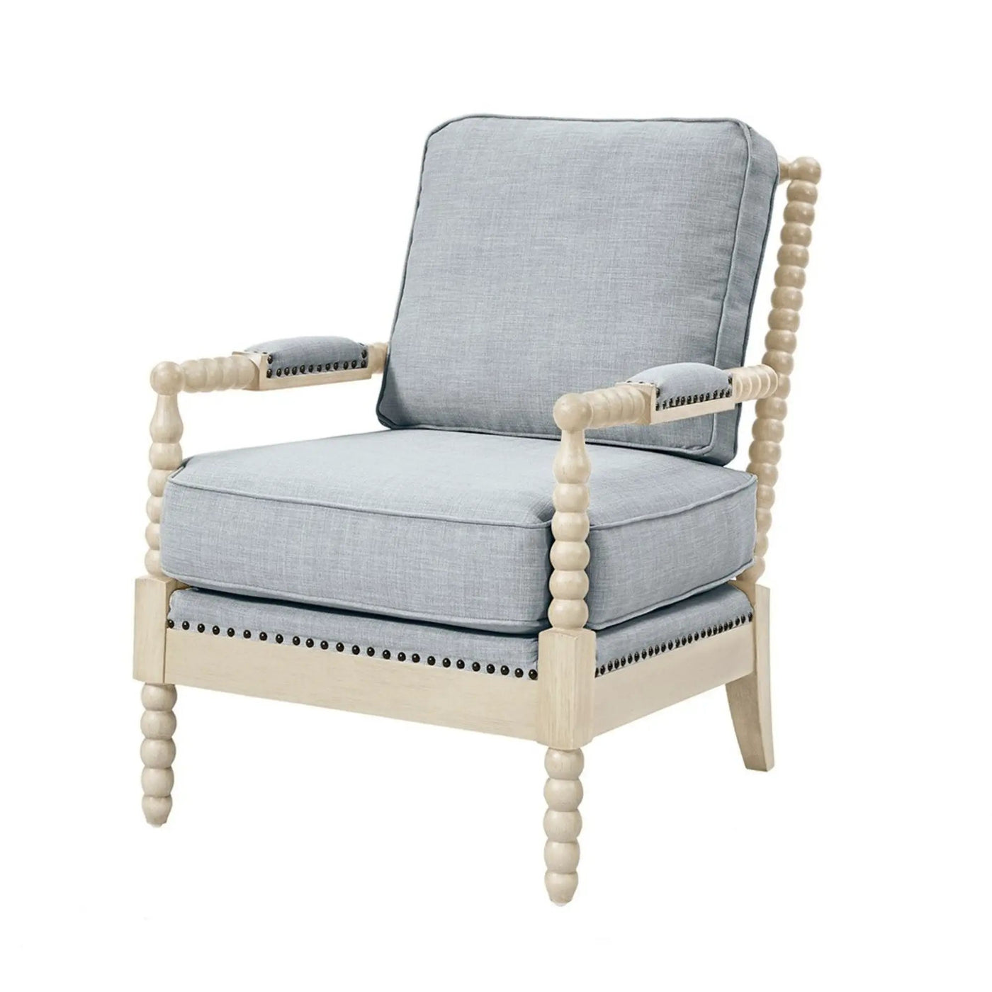 Arm Chair With Open Back Spindle Design, Padded Armrests by HouseOfZazla