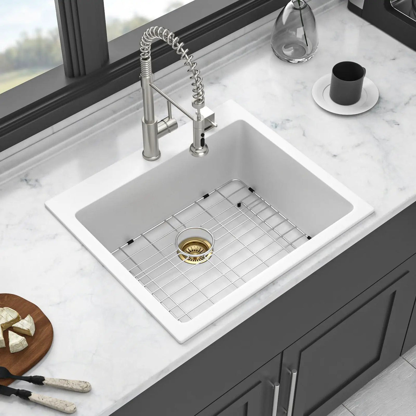 Quartz Kitchen Sink, Granite Composite, Drop In Sink With Durable Design by HouseOfZazla