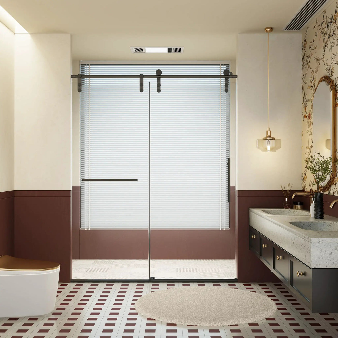 Frameless Single Sliding Shower Doors With Towel Rail & Handle by HouseOfZazla