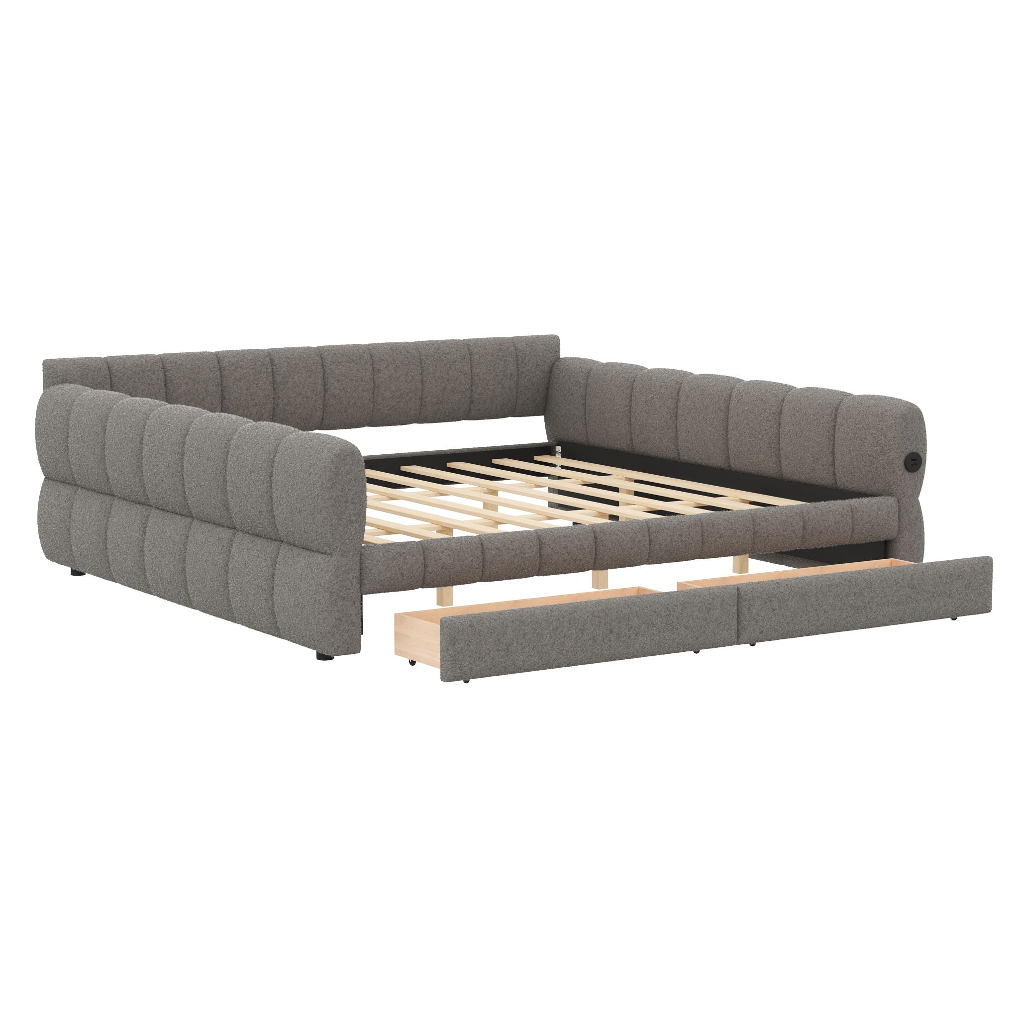 Upholstered Platform Bed With USB Charging And 2 Storage Drawers by HouseOfZazla