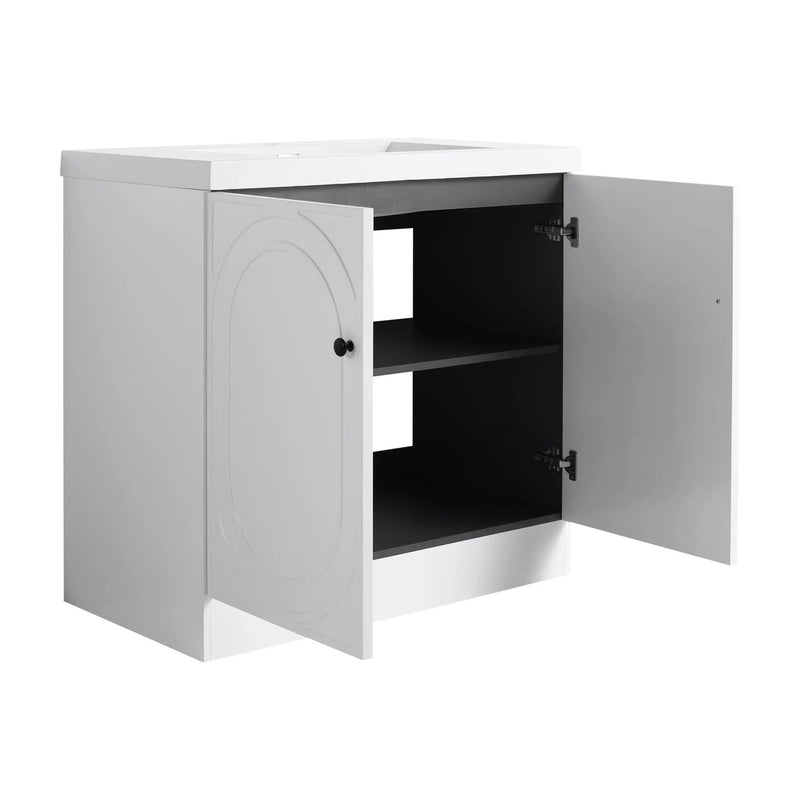 Contemporary Freestanding Bathroom Vanity With Resin Sink & Soft-Close Cabinet Doors by HouseOfZazla