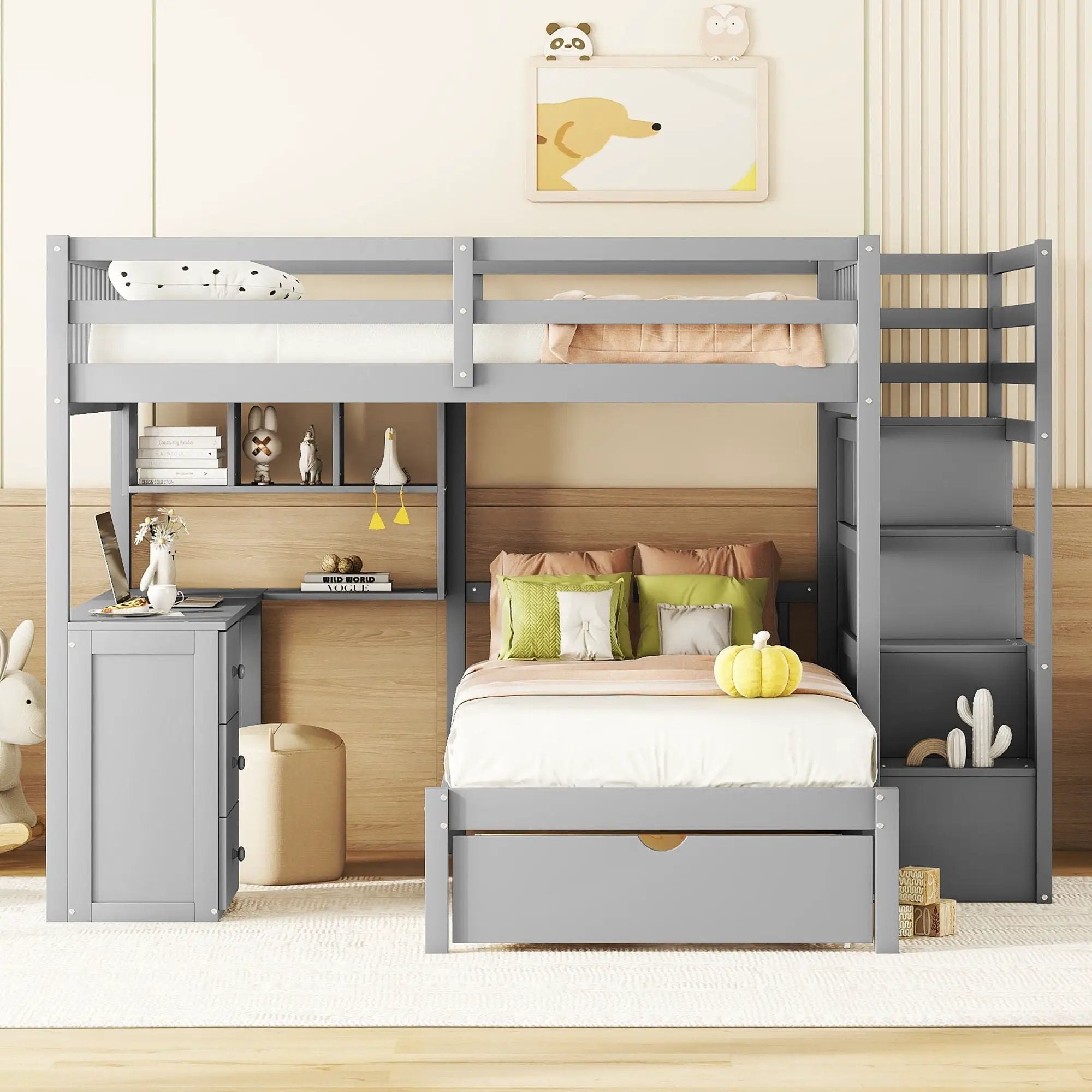 Bunk Bed With Desk, Drawers And Shelves by Unique Piece Furniture