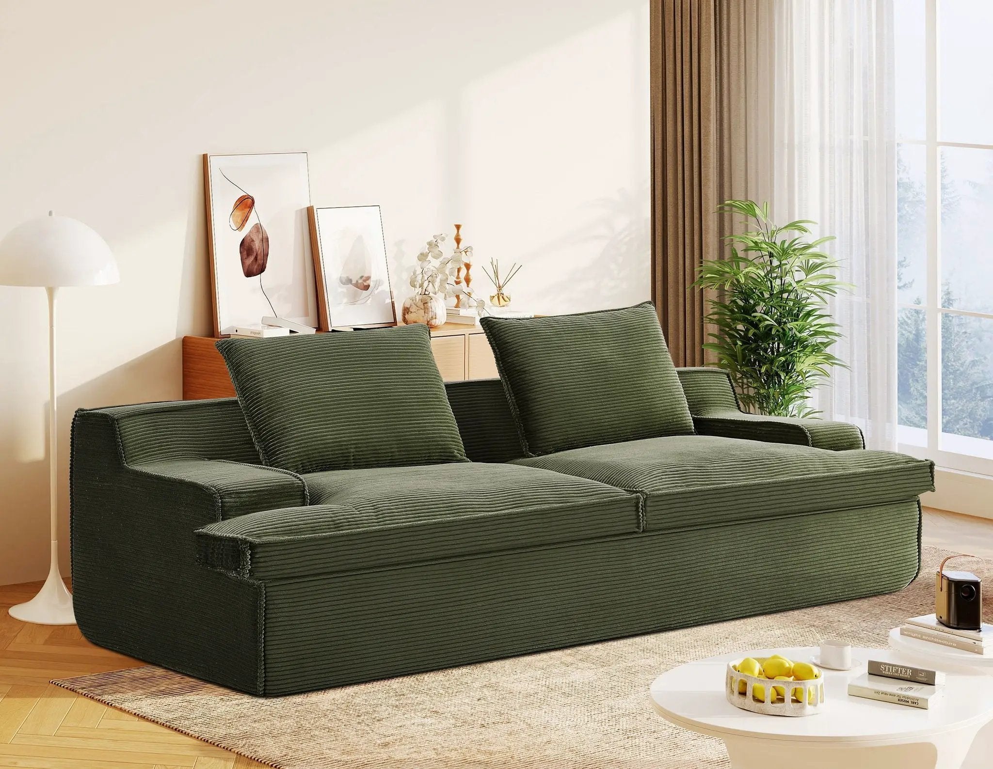 Nimbus - Oversized Full Foam 4 Seater Couch For Living Room Upholstered In Soft, Wide Armrests by HouseOfZazla