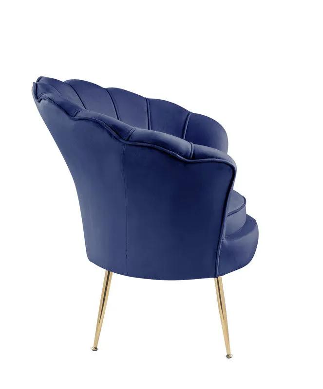 Angelina - Scalloped Back Barrel Accent Chair With Metal Legs by HouseOfZazla