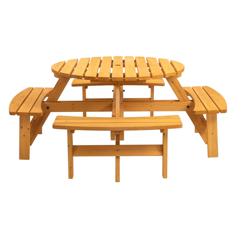 8 Person Wooden Picnic Table with Built-in Benches by HouseOfZazla