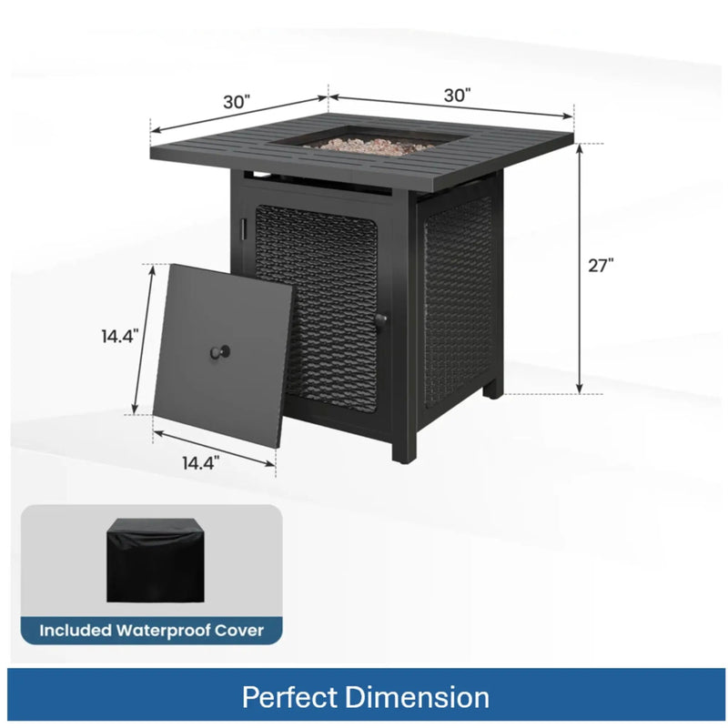 Outdoor 2 In 1 Propane Fire Pit Table With Dual Burners, Lava Rocks And Waterproof Cover - Black by HouseOfZazla