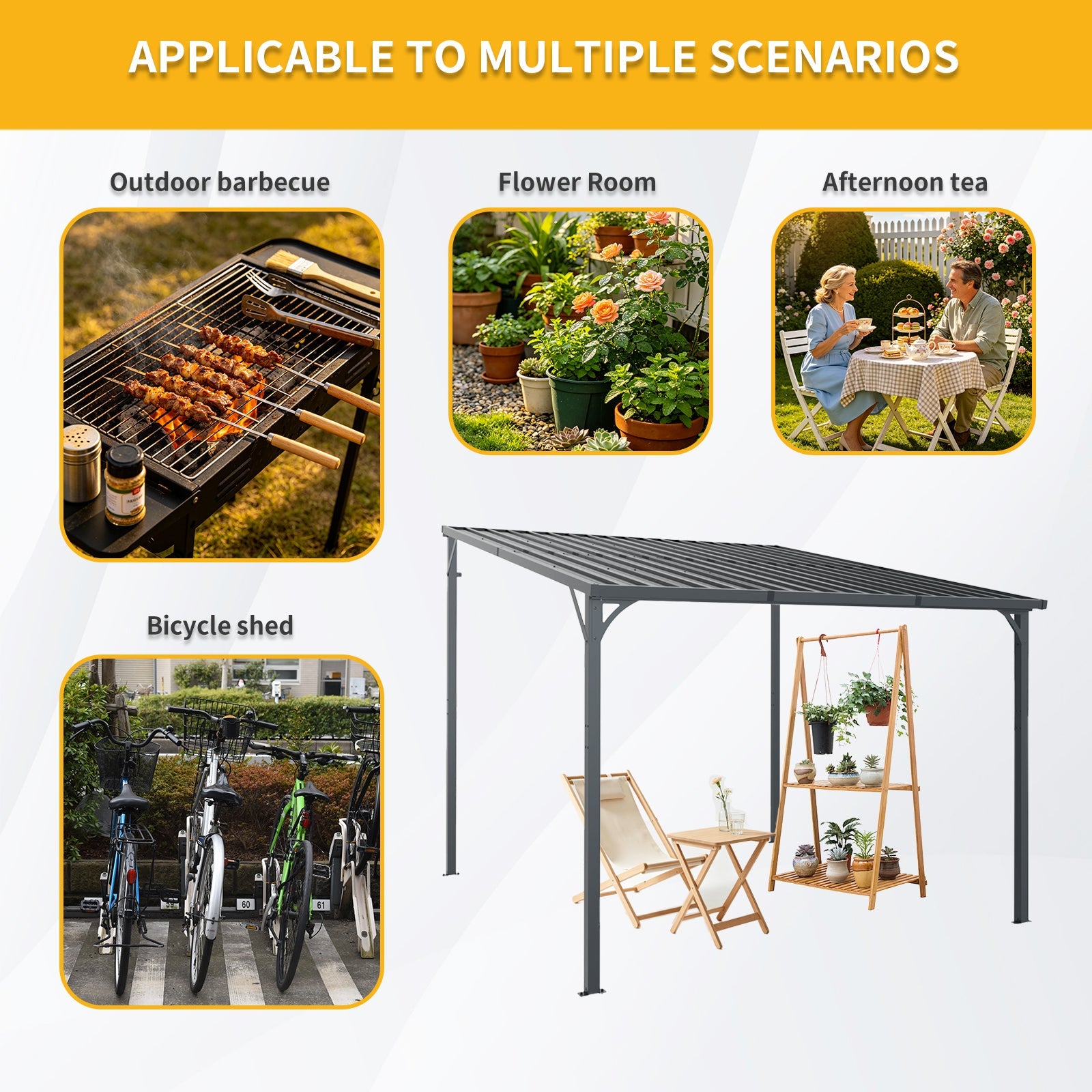 Outdoor Pergola, 10' x 10' Hardtop Gazebo for Yard by HouseOfZazla