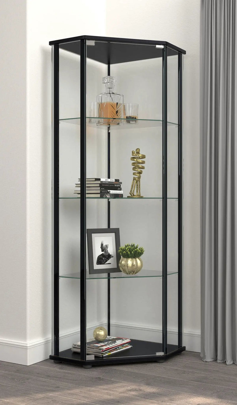 Zenobia 4-shelf Curio Cabinet Display Case Black by Unique Piece Furniture