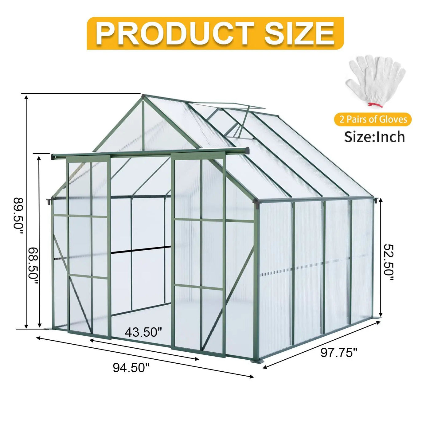 Double Door Polycarbonate house Raised Base And Anchor Aluminum Heavy Duty Walk In houses For Outdoor Backyard In All Season by HouseOfZazla