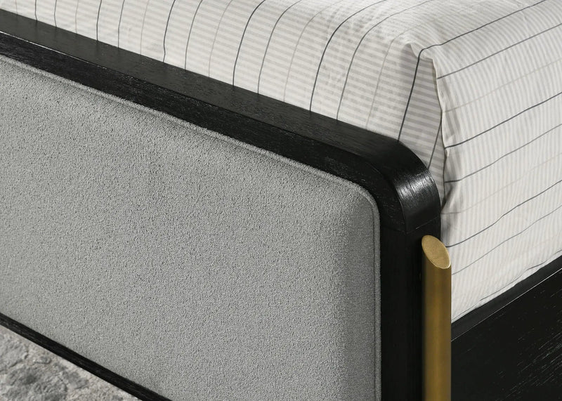 Arini Upholstered Queen Panel Bed Black and Grey by Unique Piece Furniture