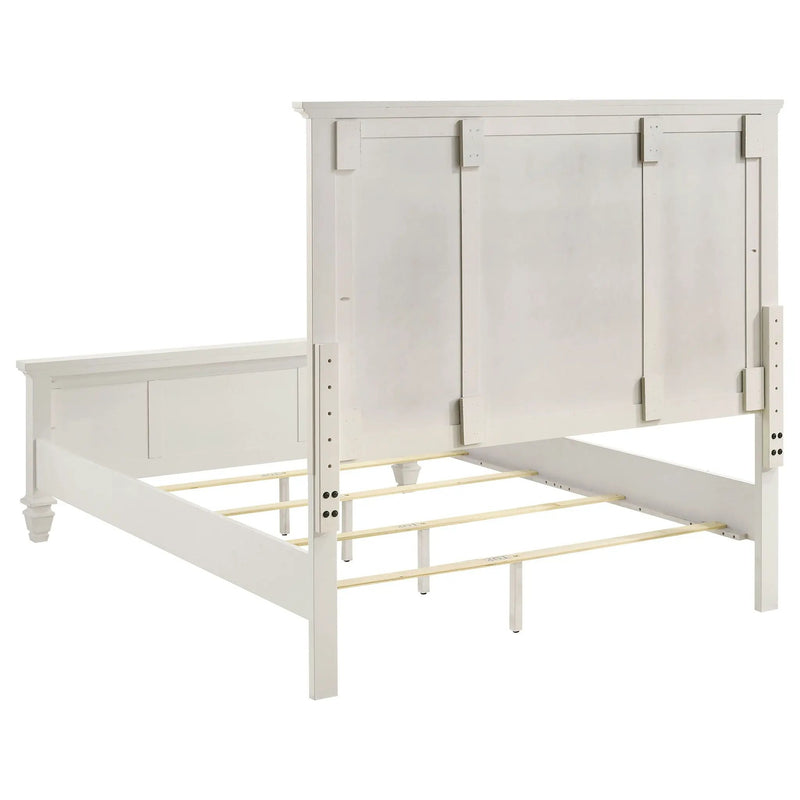Sandy Beach Wood Queen Panel Bed Cream White by Unique Piece Furniture