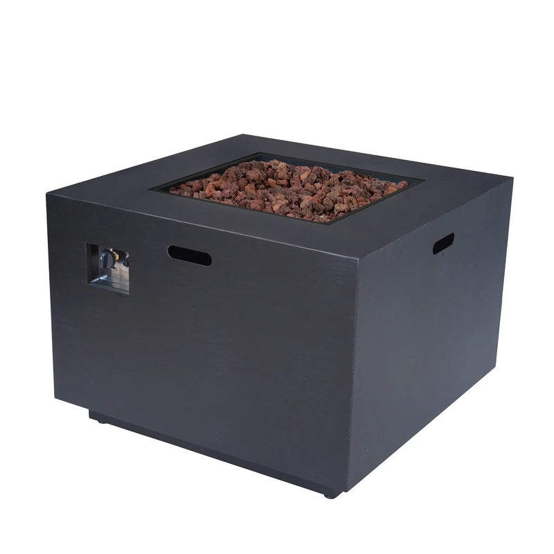 Outdoor Patio Propane Fire Pit 24" H x 31" W Square Iron Gas-burning Fire Pit by HouseOfZazla