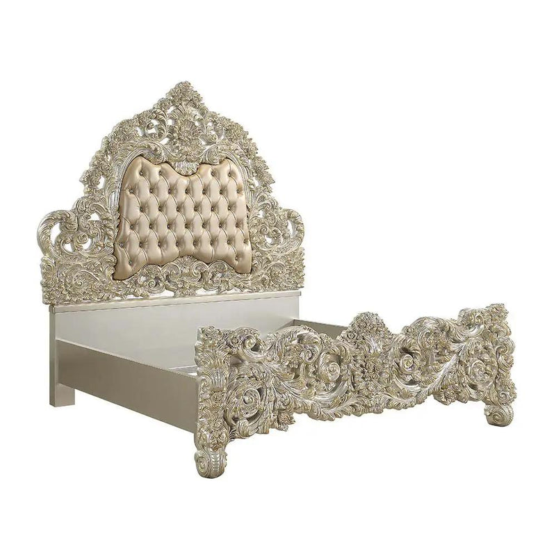Sorina - Eastern King Bed - Synthetic Leather & Antique Gold by Unique Piece Furniture