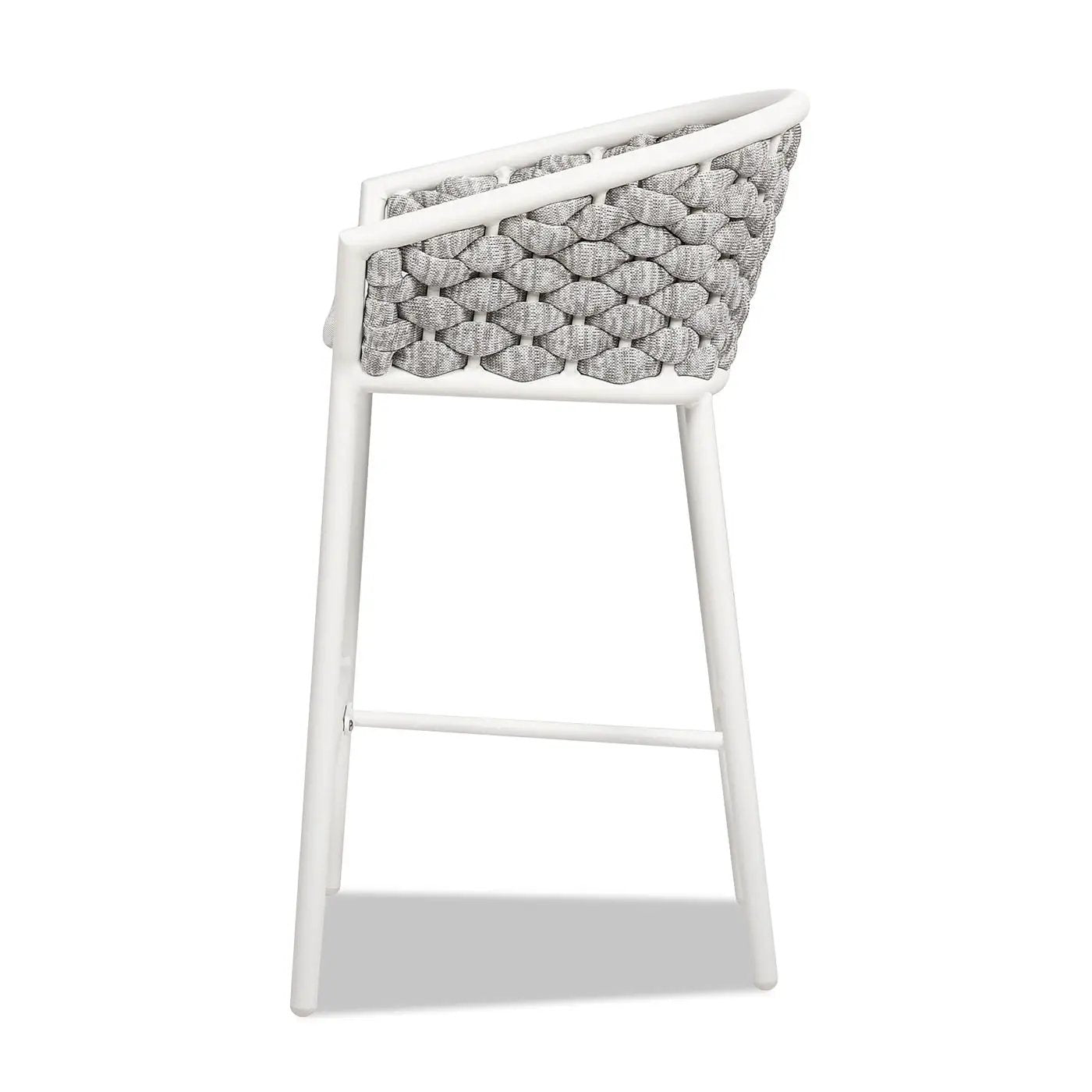 Rowan - Rope Barrel Low Back Patio Counter Stool (Set of 2) - Optic White by HouseOfZazla
