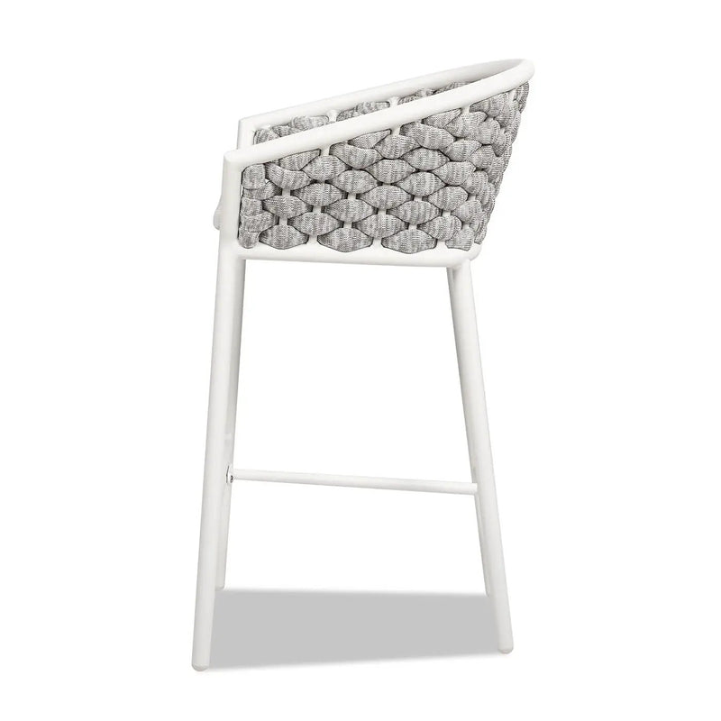 Rowan - Rope Barrel Low Back Patio Counter Stool (Set of 2) - Optic White by HouseOfZazla