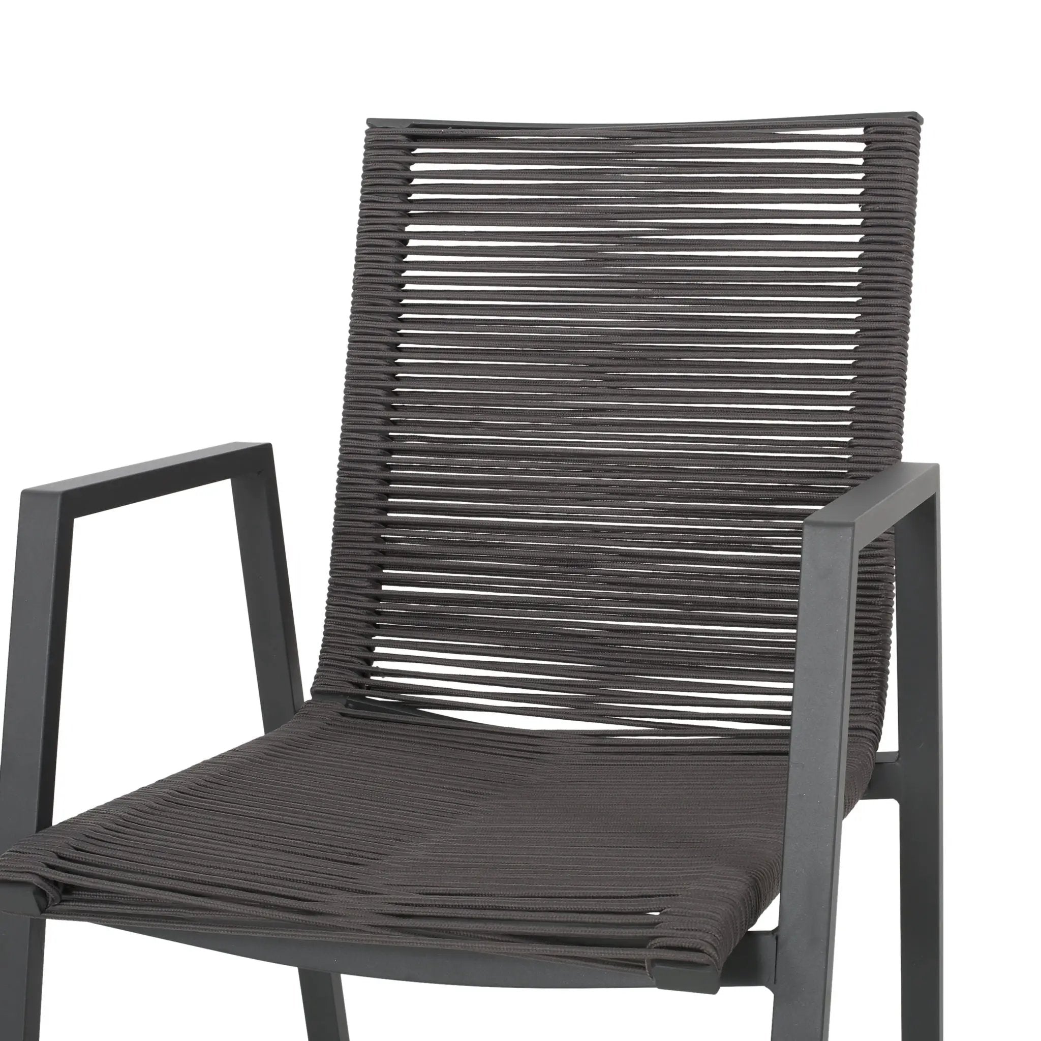 Outdoor Modern Aluminum Dining Chair Set With Rope Sea (Set of 2) by HouseOfZazla