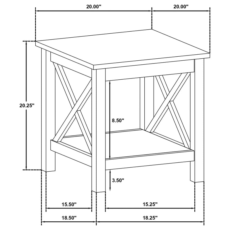 Skyview Square Pine Wood Side End Table with Shelf White by Unique Piece Furniture