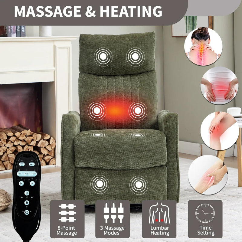 Green Heat Massage Manual Recliner Chair by HouseOfZazla