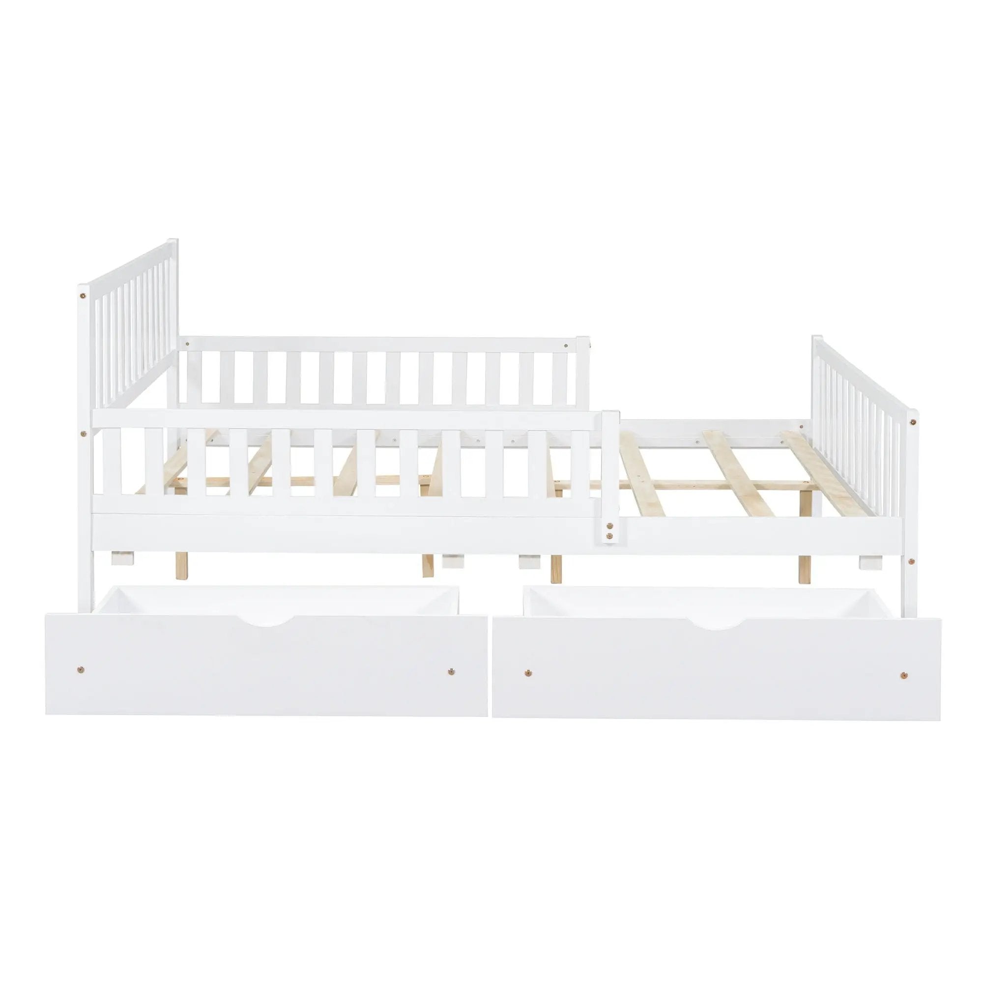Platform Bed With Guardrails On Both Sides And 2 Storage Drawers by Unique Piece Furniture