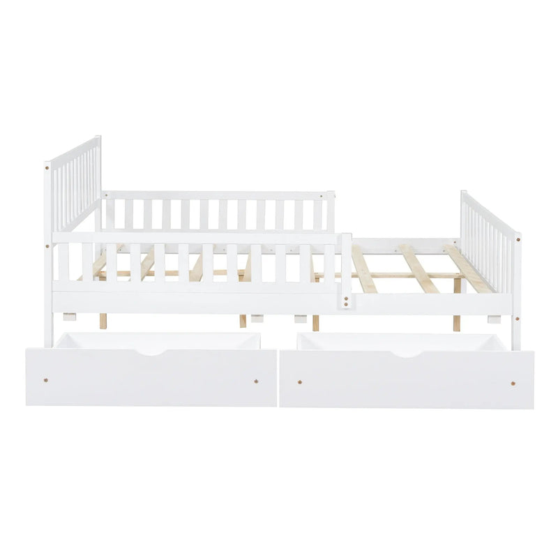 Platform Bed With Guardrails On Both Sides And 2 Storage Drawers by Unique Piece Furniture