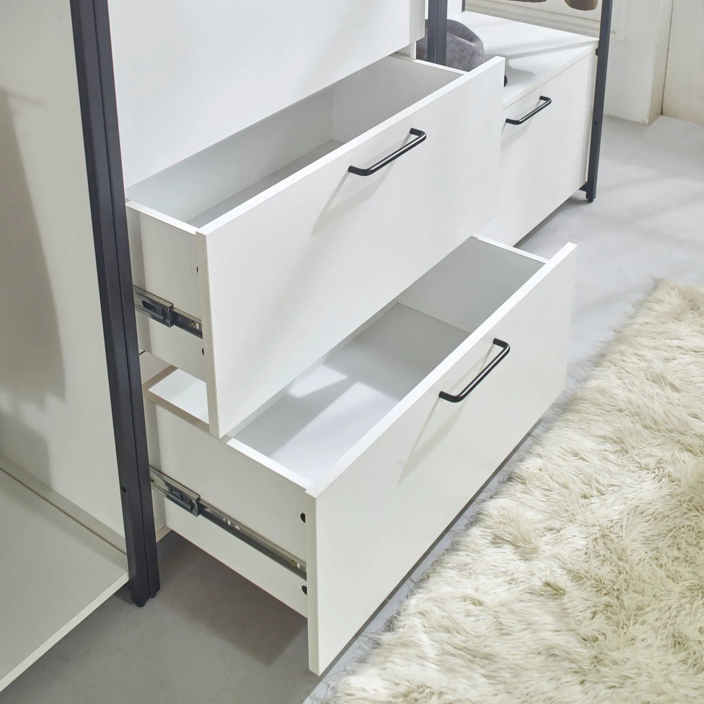 Fiona - Contemporary Wood And Metal Walk In Closet With Drawers by HouseOfZazla