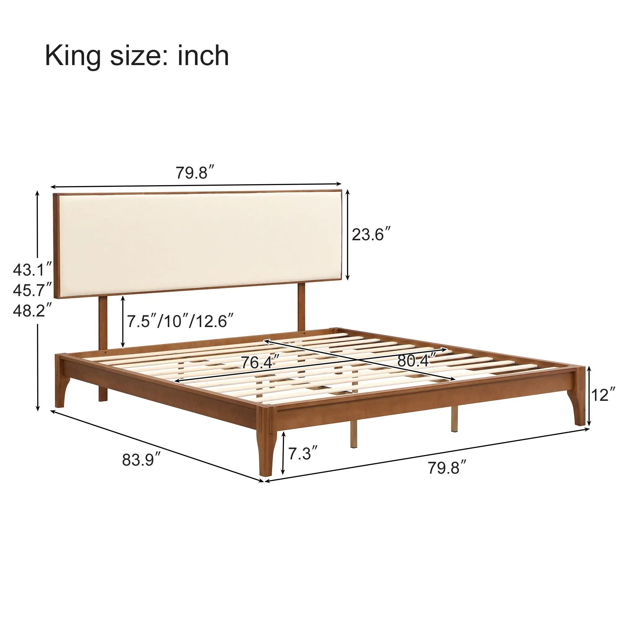 King Size Solid Dry Bamboo Wood 12" Platform Bed With Adjustable Bamboo Headboard - Brown by Unique Piece Furniture