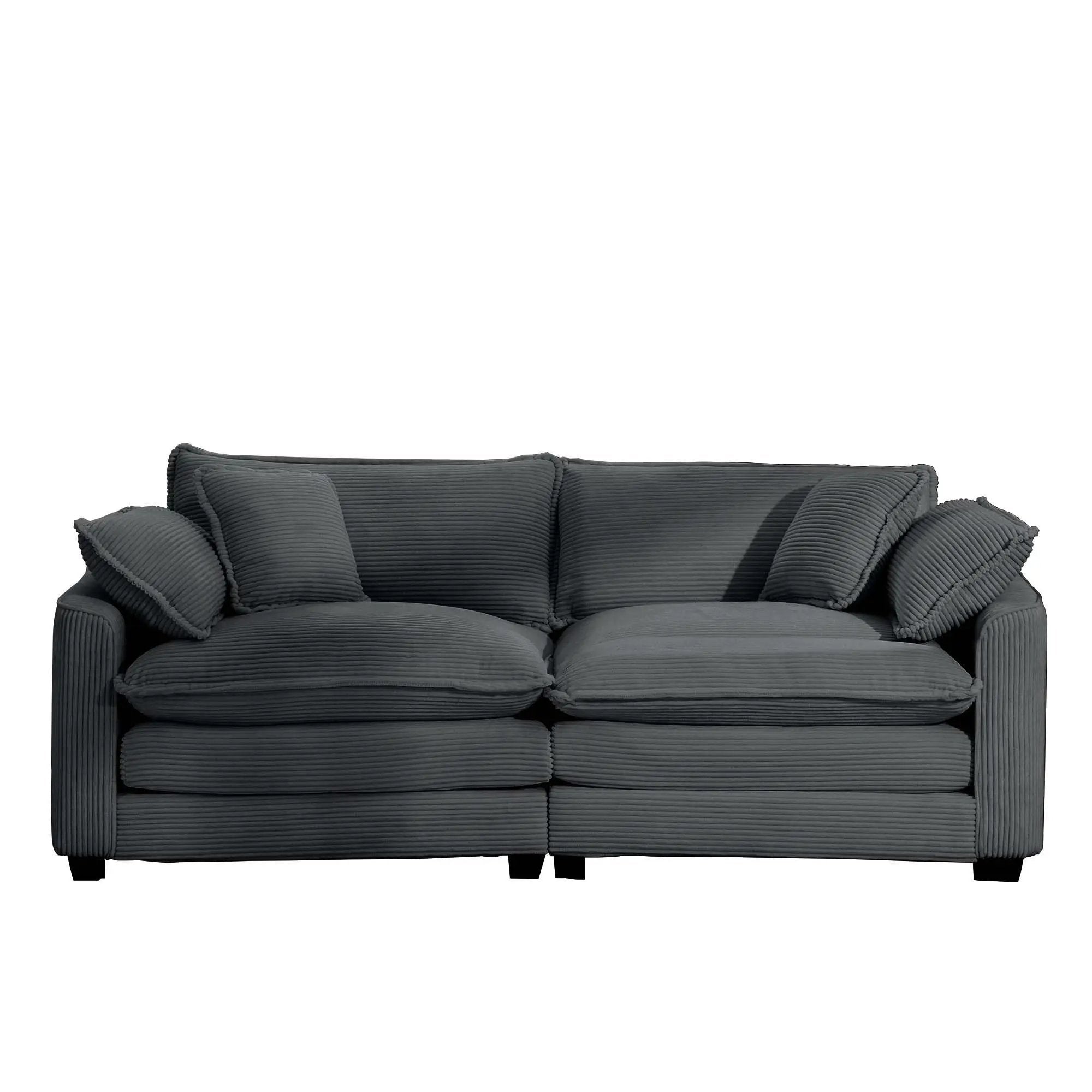 Modern 2 Seater With 4 Pillows, Upholstered Deep Seating Loveseat by HouseOfZazla
