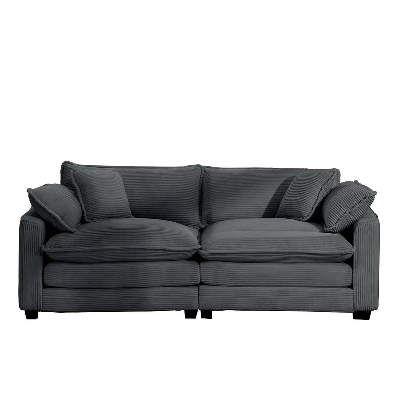 Modern 2 Seater With 4 Pillows, Upholstered Deep Seating Loveseat by HouseOfZazla