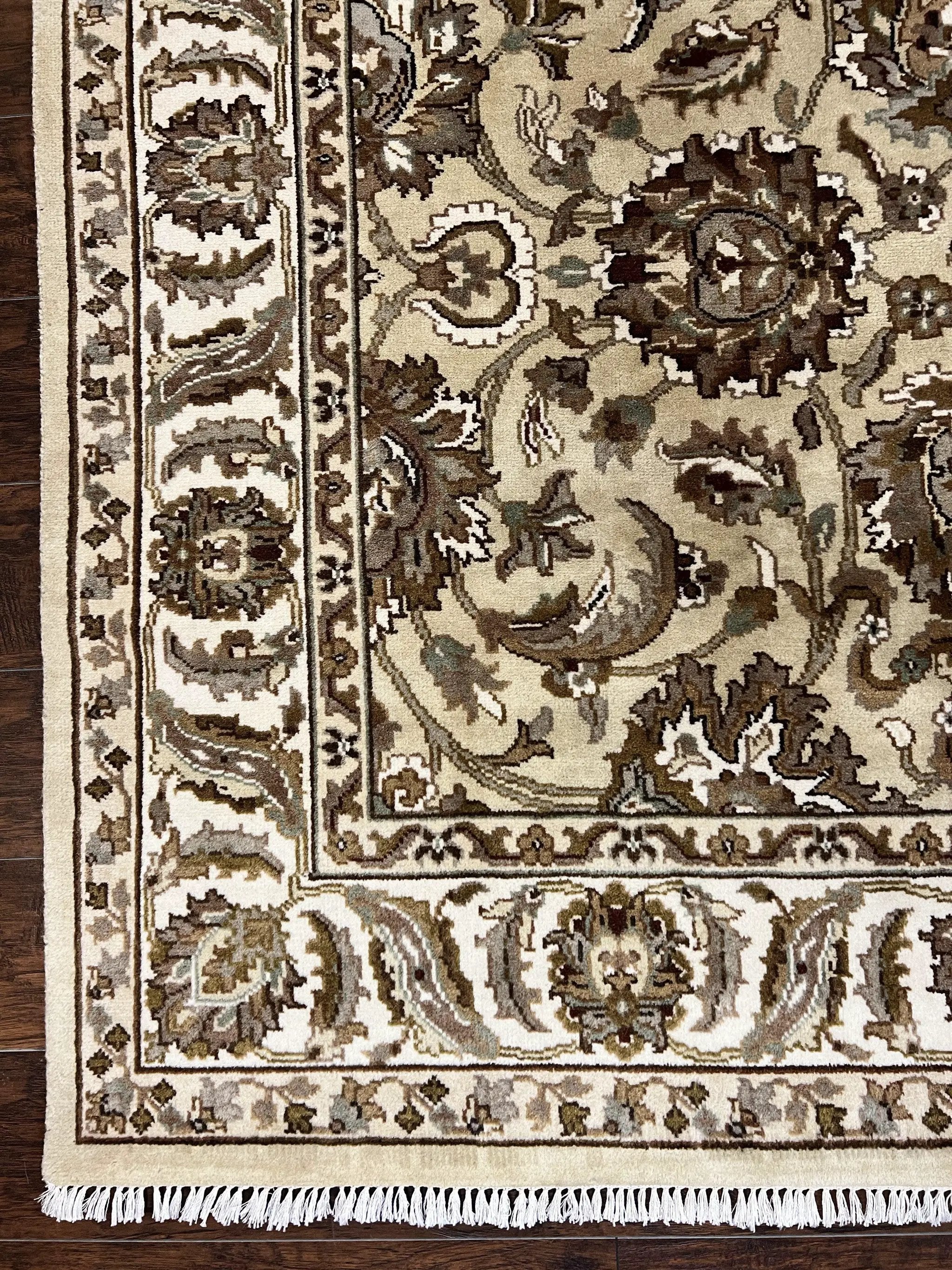 Indo Mahal Rug 6x9, Indian Carpet 6 x 9 ft, Light Green and Ivory, Floral Allover, Wool Oriental Carpet, Traditional Rug, Handmade by Jewel Rugs