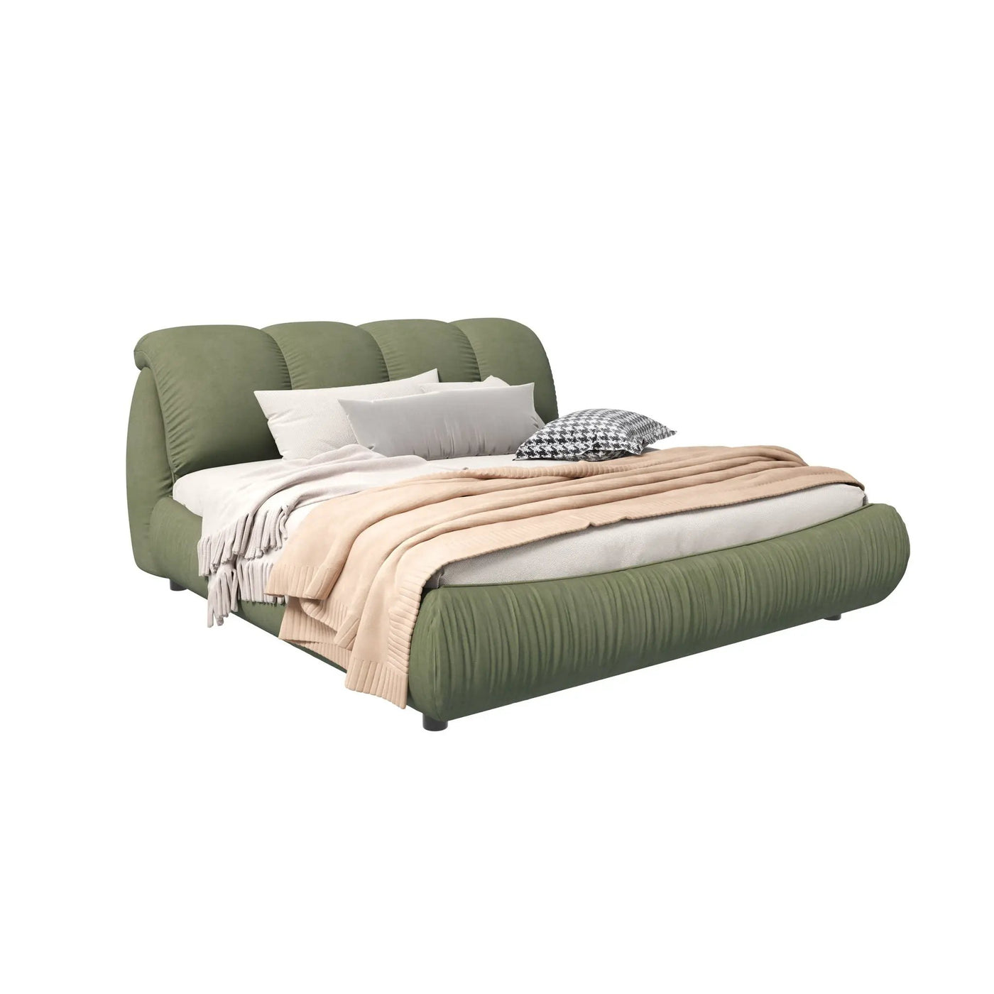 Luxury Upholstered Platform Bed With Oversized Padded Backrest And Solid Wood Frame by HouseOfZazla