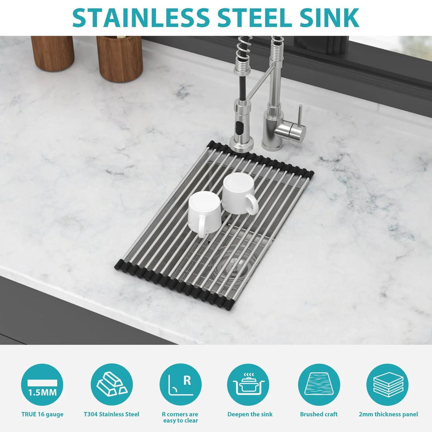 Undermount Steel Kitchen Sink, Deep Single Bowl Basin by HouseOfZazla