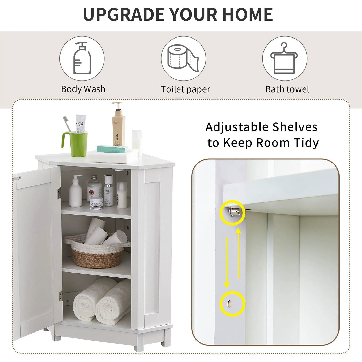 Bathroom Cabinet Triangle Corner Storage Cabinet With Adjustable Shelf Modern Style by HouseOfZazla