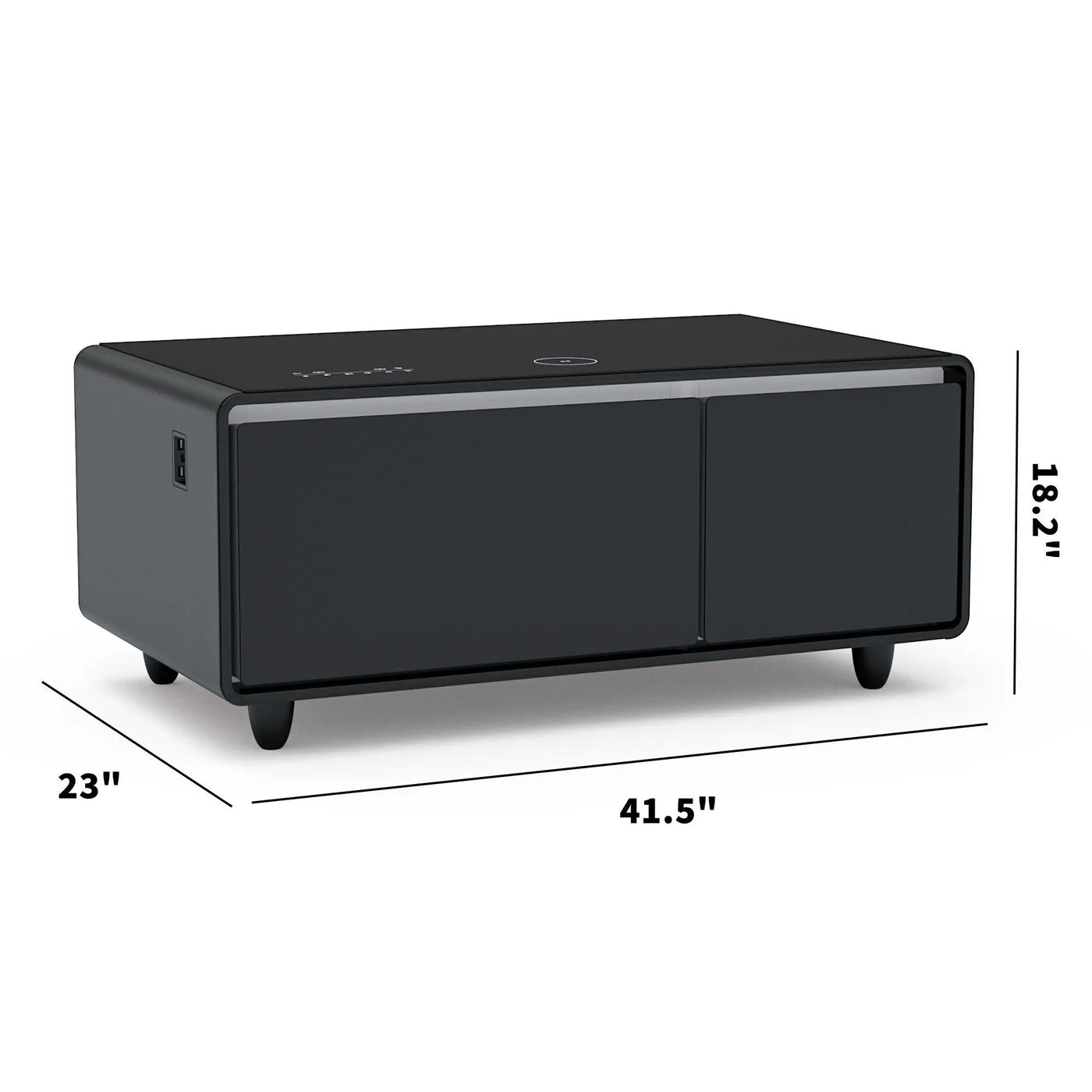 Modern Smart Coffee Table With Built-In Fridge - tooth Speaker, Wireless Charging, Touch Control Panel, USB Interface, Outlet Protection, Atmosphere Light by HouseOfZazla