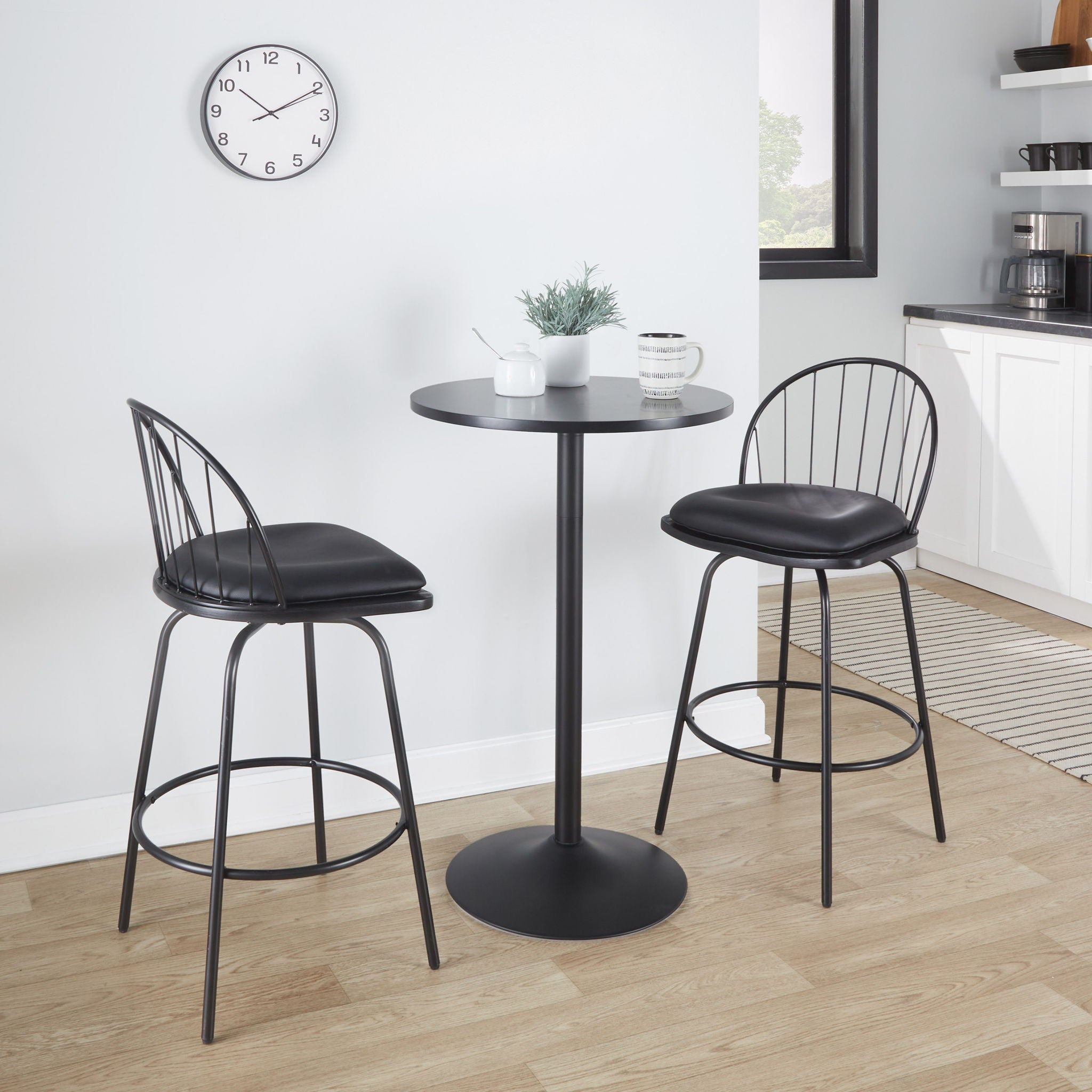 Riley - Claire Farmhouse Fixed Height Counter Stool With Swivel With Round Footrest (Set of 2) by Unique Piece Furniture