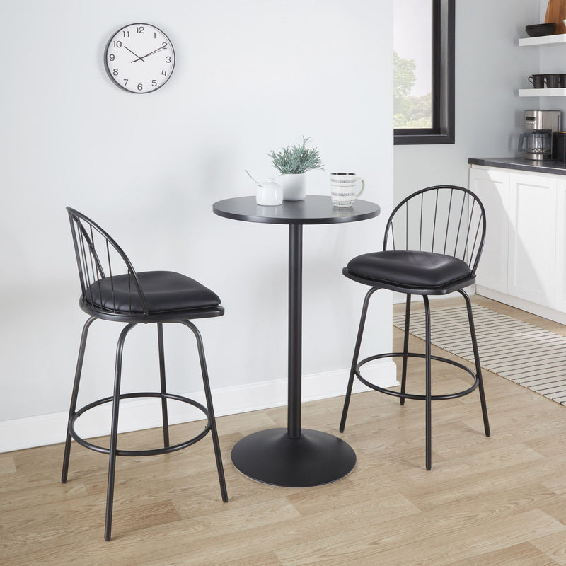 Riley - Claire Farmhouse Fixed Height Counter Stool With Swivel With Round Footrest (Set of 2) by Unique Piece Furniture