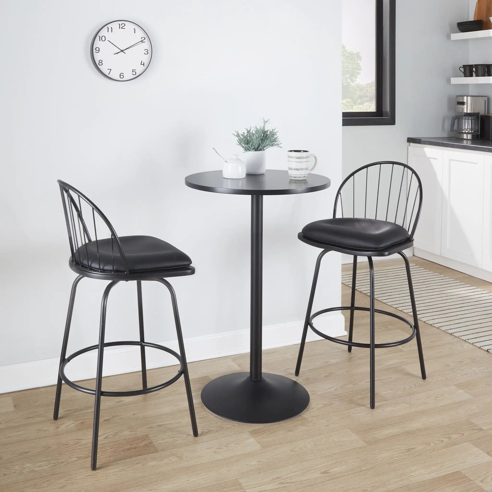 Riley - Claire Farmhouse Fixed Height Counter Stool With Swivel With Round Footrest (Set of 2) by Unique Piece Furniture
