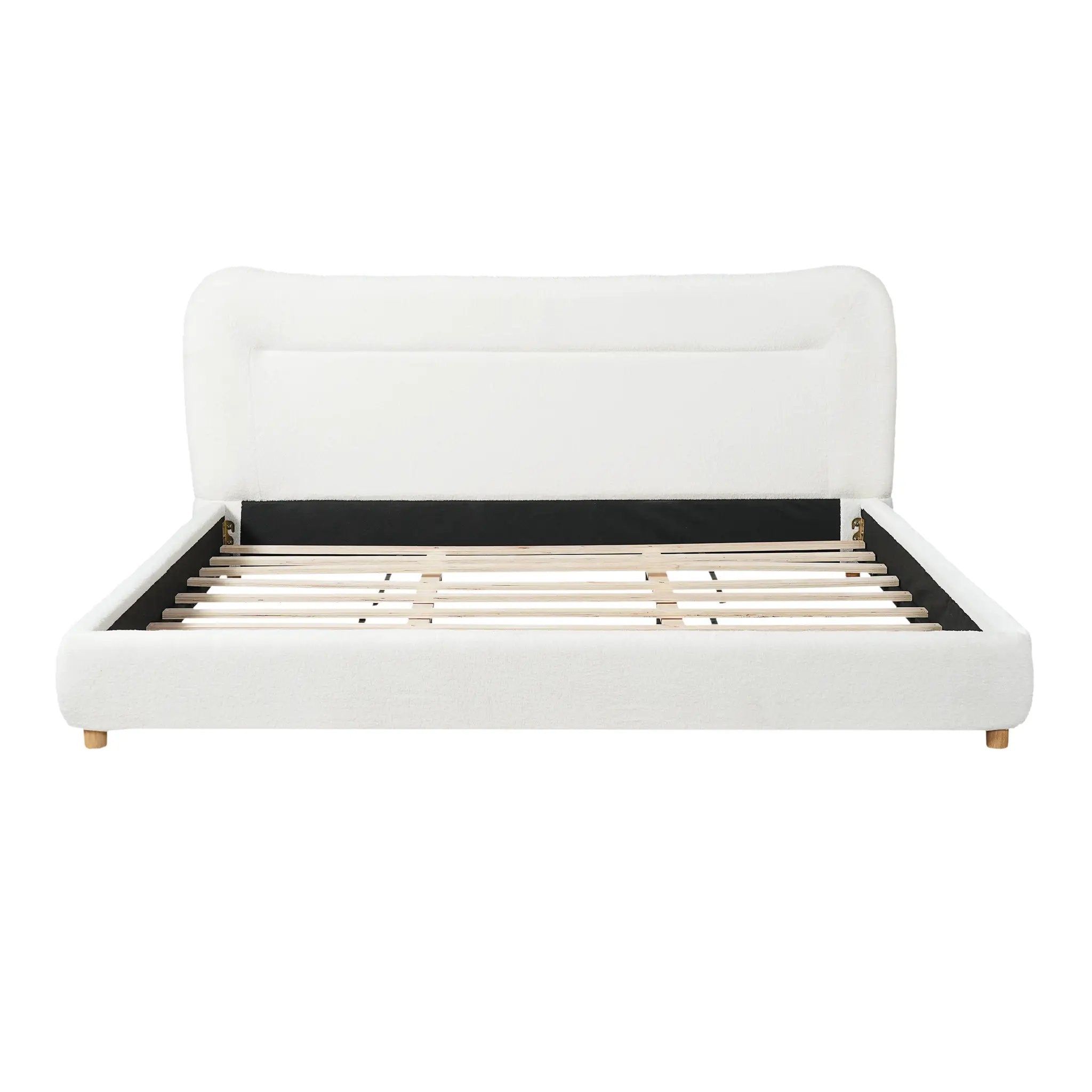 Minimalist Curved Headboard Teddy Bear Plush Bed - King by HouseOfZazla