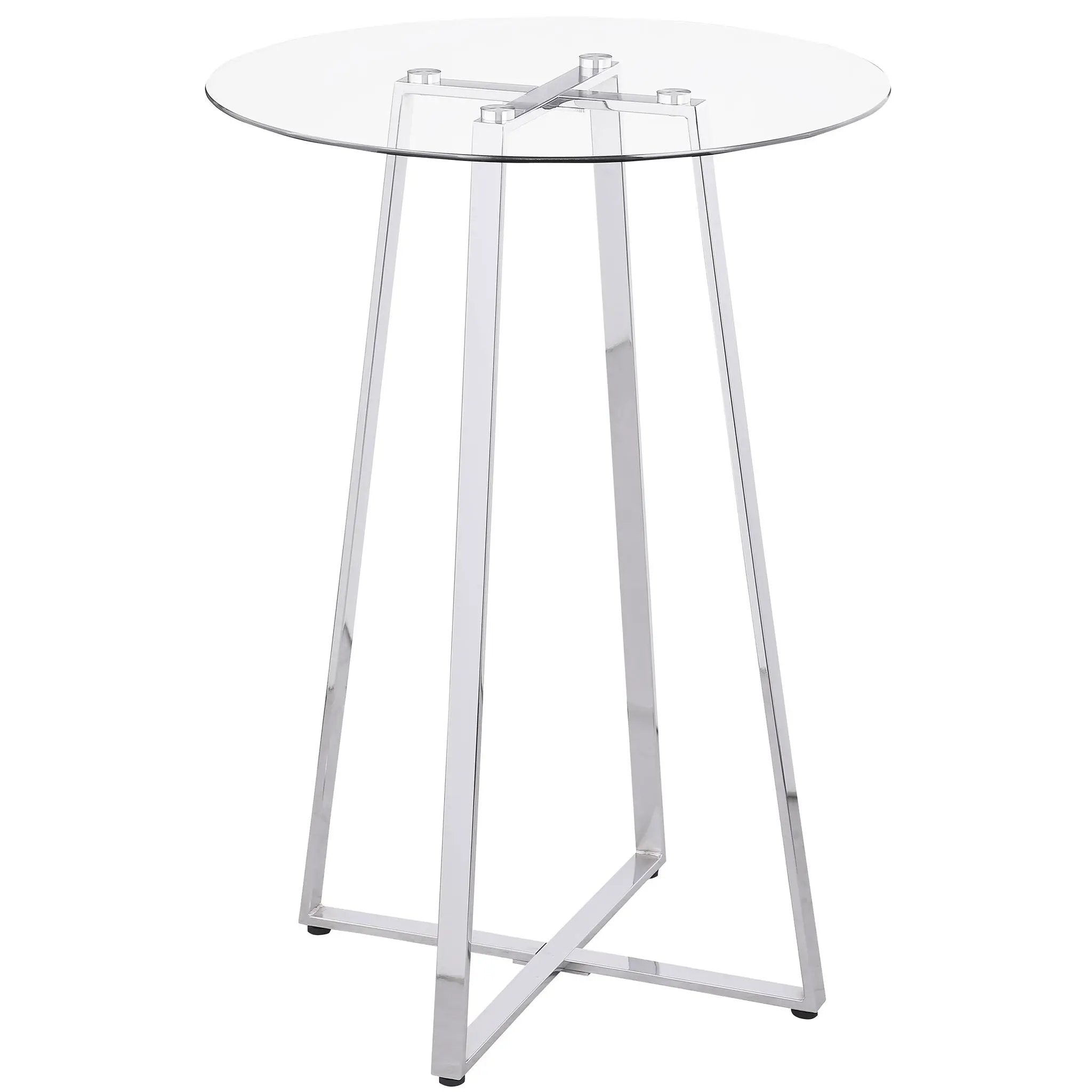 Zanella Round 30-inch Glass Top Bistro Bar Table Chrome by Unique Piece Furniture