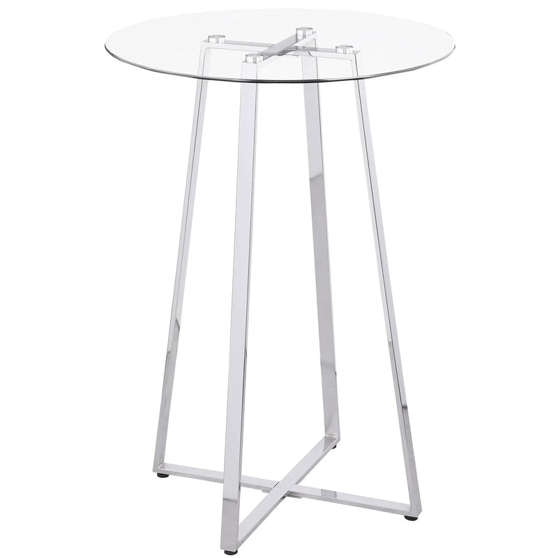 Zanella Round 30-inch Glass Top Bistro Bar Table Chrome by Unique Piece Furniture