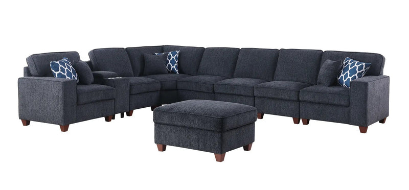 Lily - Sectional Sofa With Ottoman - Black by HouseOfZazla