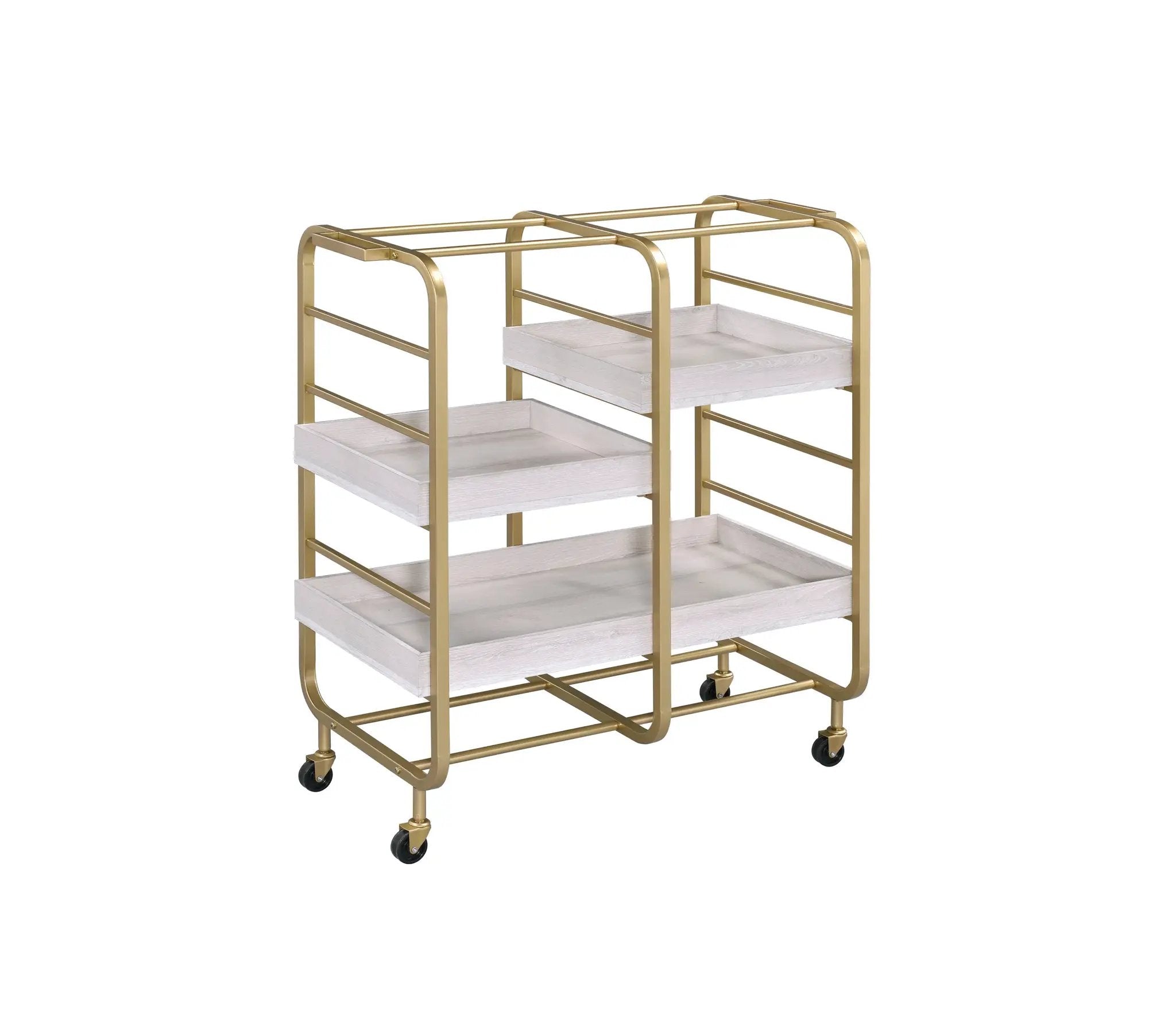 Vorrik Gold & White Washed Finish Serving Cart by HouseOfZazla