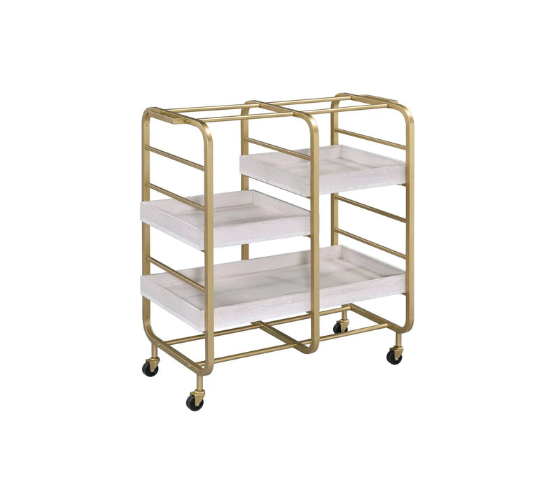 Vorrik Gold & White Washed Finish Serving Cart by HouseOfZazla
