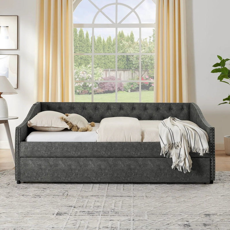 Upholstered Daybed With USB Charging & Pull Out Bed by Unique Piece Furniture