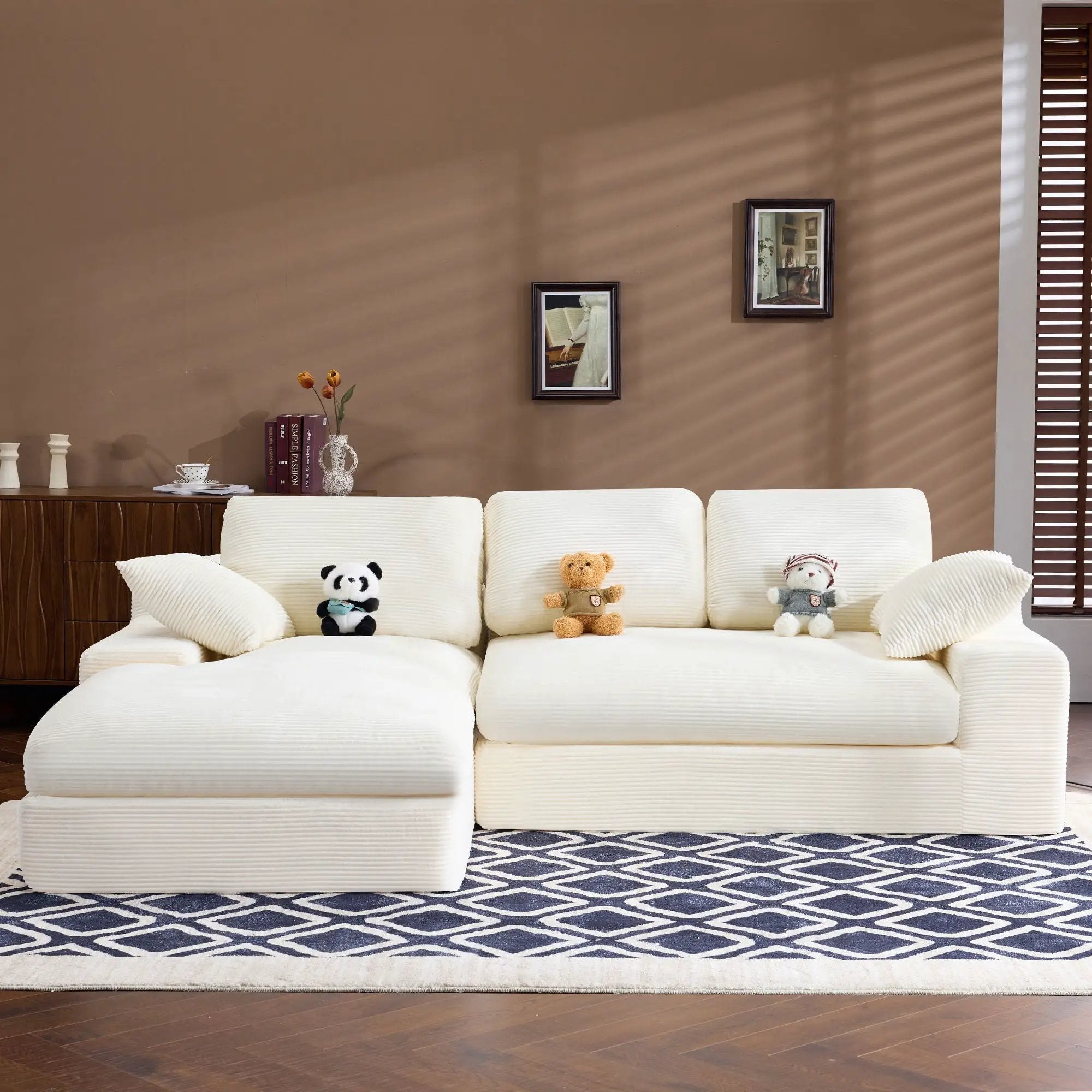 Compressed Sofa With 3 Back Cushions, 2 Throw Pillows by Unique Piece Furniture
