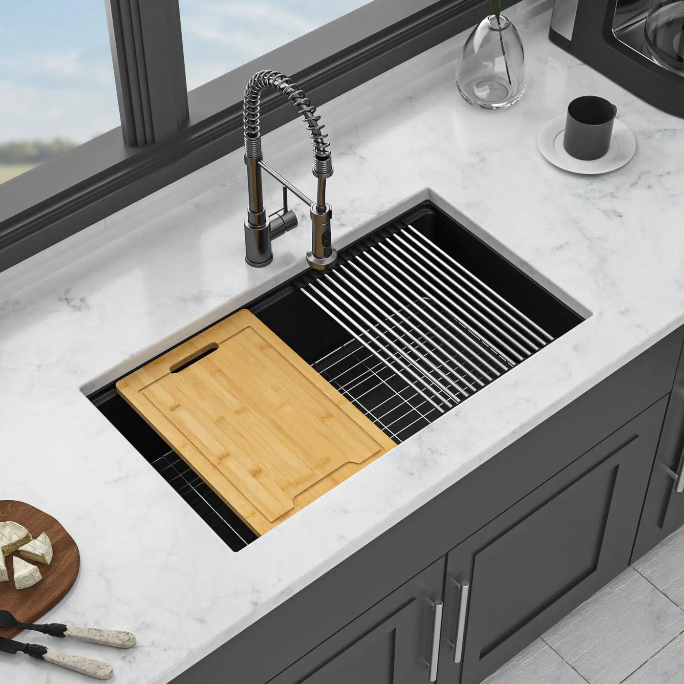 Quartz Kitchen Sink, Granite Composite Workstation Undermount by HouseOfZazla