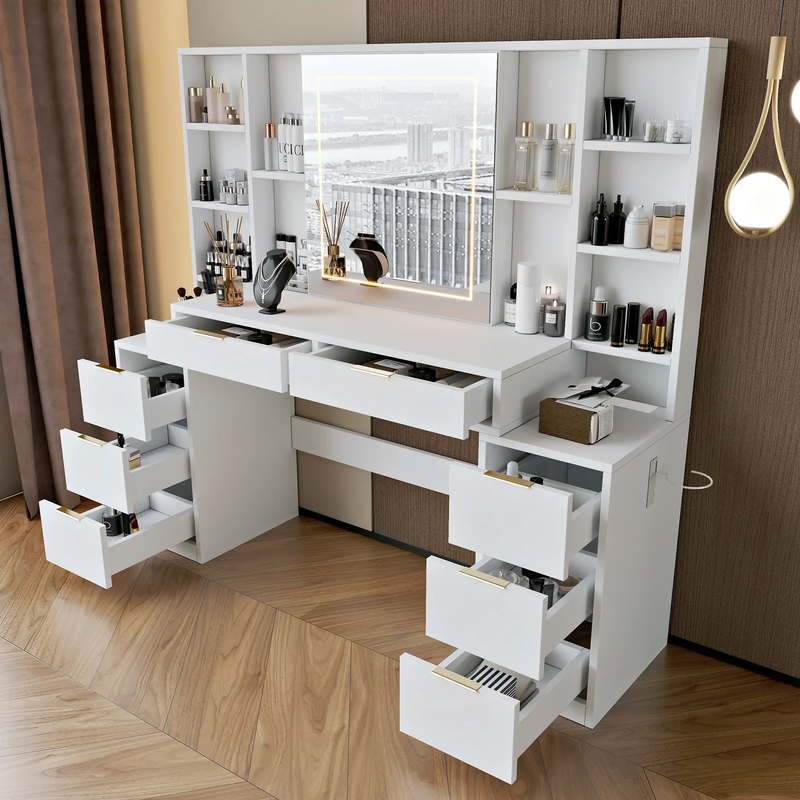 Makeup Vanity Desk with Mirror and Lights by HouseOfZazla