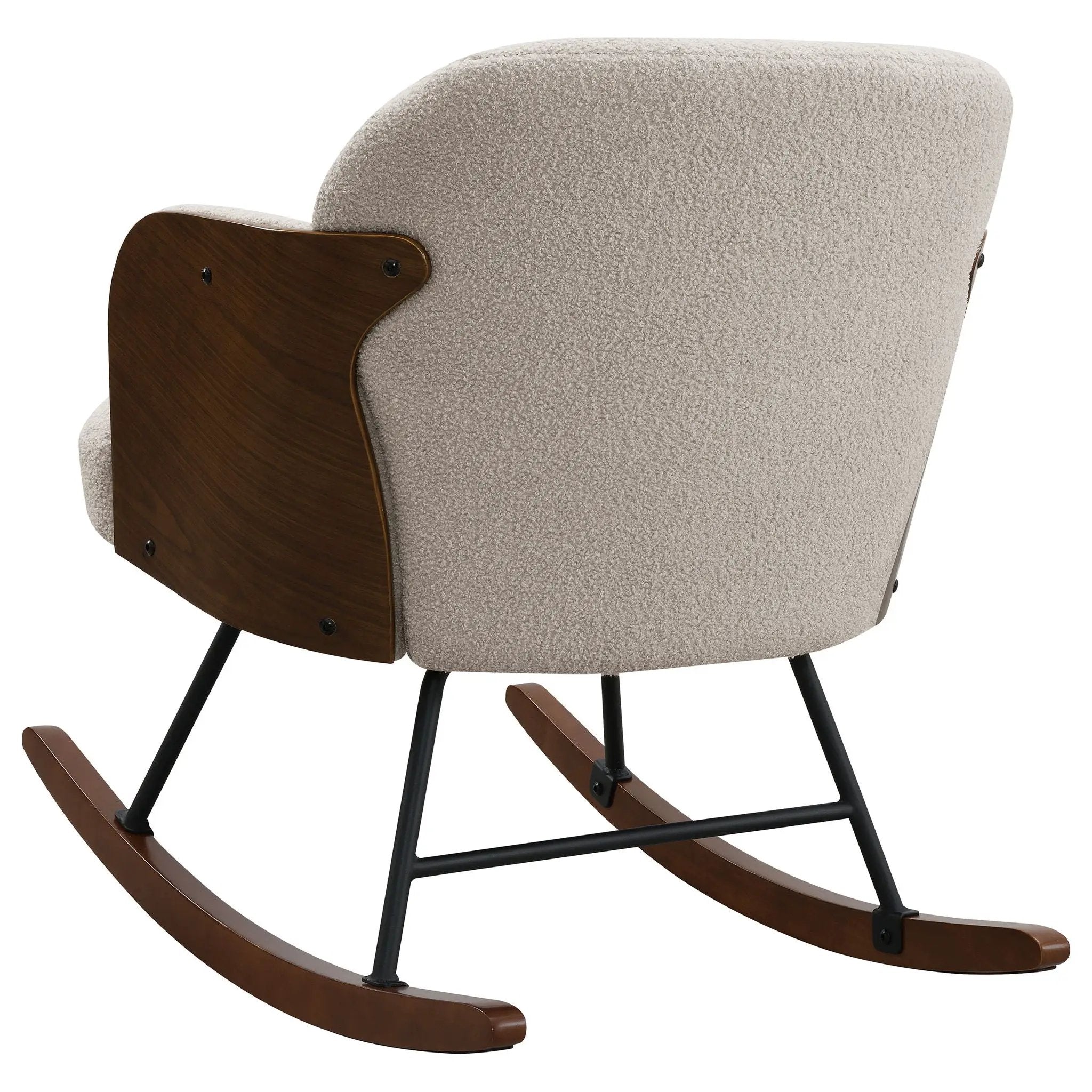 Paige Boucle Upholstered Mid Back Rocking Chair Beige by Unique Piece Furniture